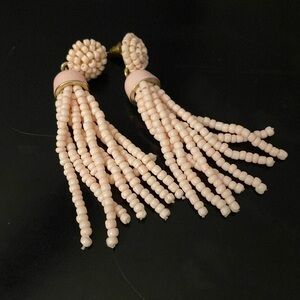 Baby Pink Tassel Statement Earrings